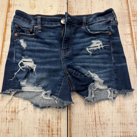 American Eagle Outfitters Pants - American Eagle Outfitters Dark Blue Distressed Jean Shorts Women’s size 4